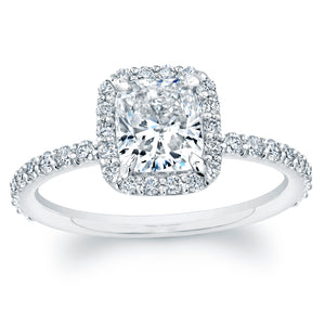Cushion Cut Diamond Engagement Ring with Pave Halo, Engagement Ring,  - [Wachler]