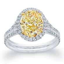 Load image into Gallery viewer, Fancy Yellow Oval Cut Diamond Engagment Ring with Pave Halo, Engagement Ring,  - [Wachler]