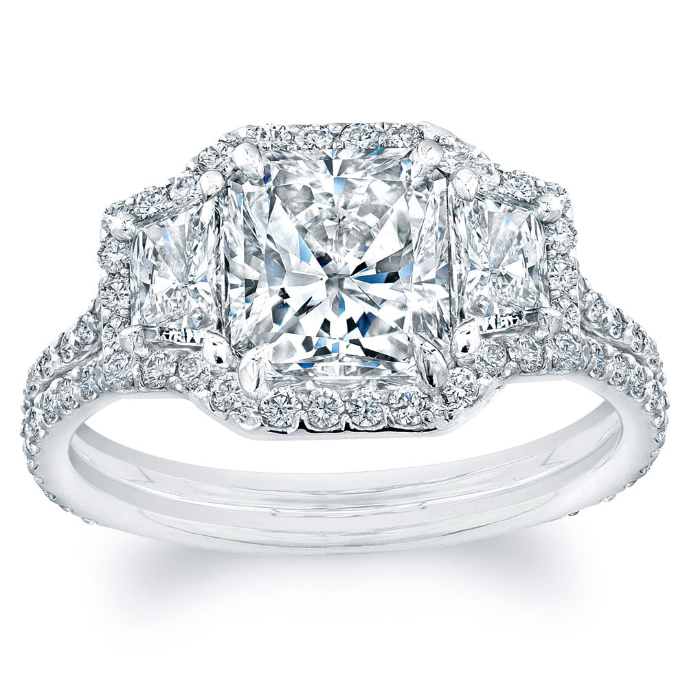 Radiant Cut Diamond Engagement Ring with Pave Halo, Engagement Ring,  - [Wachler]