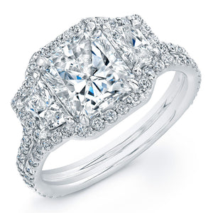 Radiant Cut Diamond Engagement Ring with Pave Halo, Engagement Ring,  - [Wachler]