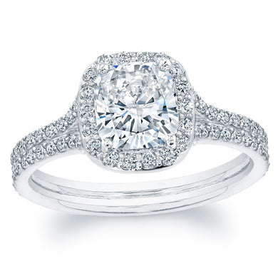 Cushion Cut Diamond Engagement Rings with Pave Halo, Engagement Ring,  - [Wachler]