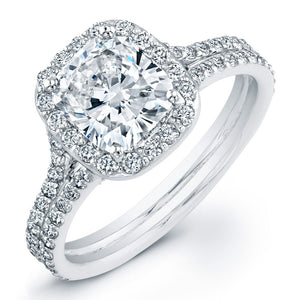 Cushion Cut Diamond Engagement Rings with Pave Halo, Engagement Ring,  - [Wachler]