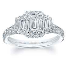 Load image into Gallery viewer, Emerald Cut Diamond Engagement Ring with Pave Halo, Engagement Ring,  - [Wachler]