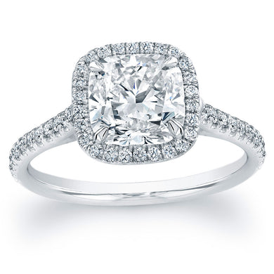 Cushion Cut Diamond Engagement Ring with Pave Halo, Engagement Ring,  - [Wachler]