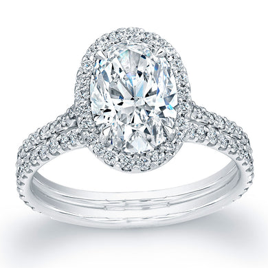 Oval Cut Diamond Engagement Ring with Pave Halo, Engagement Ring,  - [Wachler]