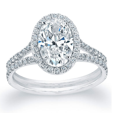 Oval Cut Diamond Engagement Ring with Pave Halo, Engagement Ring,  - [Wachler]