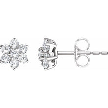 Load image into Gallery viewer, 14K White Gold 3/8 CTW Diamond Flower Earrings
