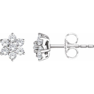 14K White Gold 3/8 CTW Diamond Flower Earrings