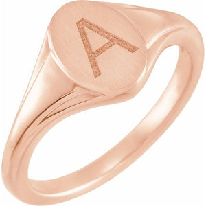 14K Gold 10.4x7.1 mm Oval Fluted Signet Ring