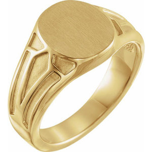 14K Gold 13x10.5 mm Geometric Signet Ring