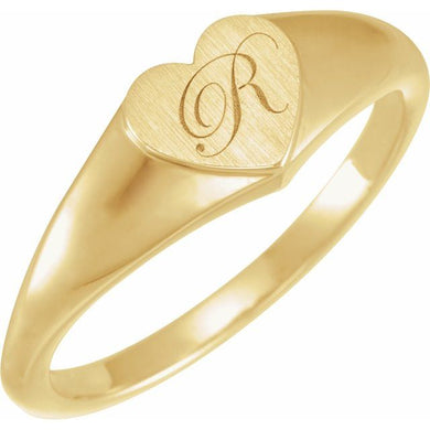 14K Gold Heart Signet Ring