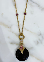 Load image into Gallery viewer, 14K Yellow Gold Black Onyx, Diamond, Gemstone Pendant Necklace