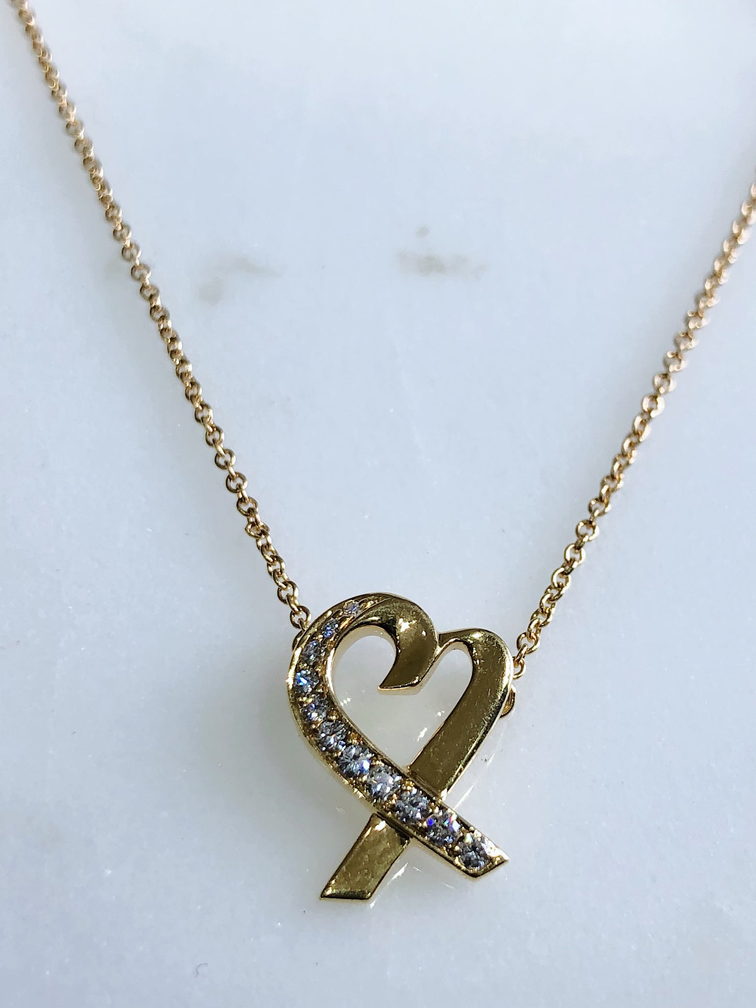 Tiffany 18K Yellow Gold Paloma Picasso Diamond Heart Pendant