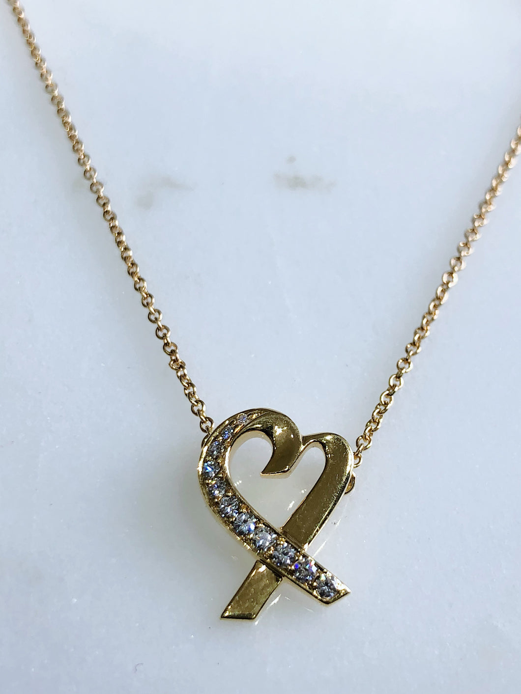 Tiffany & Co. 18K Yellow Gold Paloma Picasso Diamond Heart Pendant Necklace