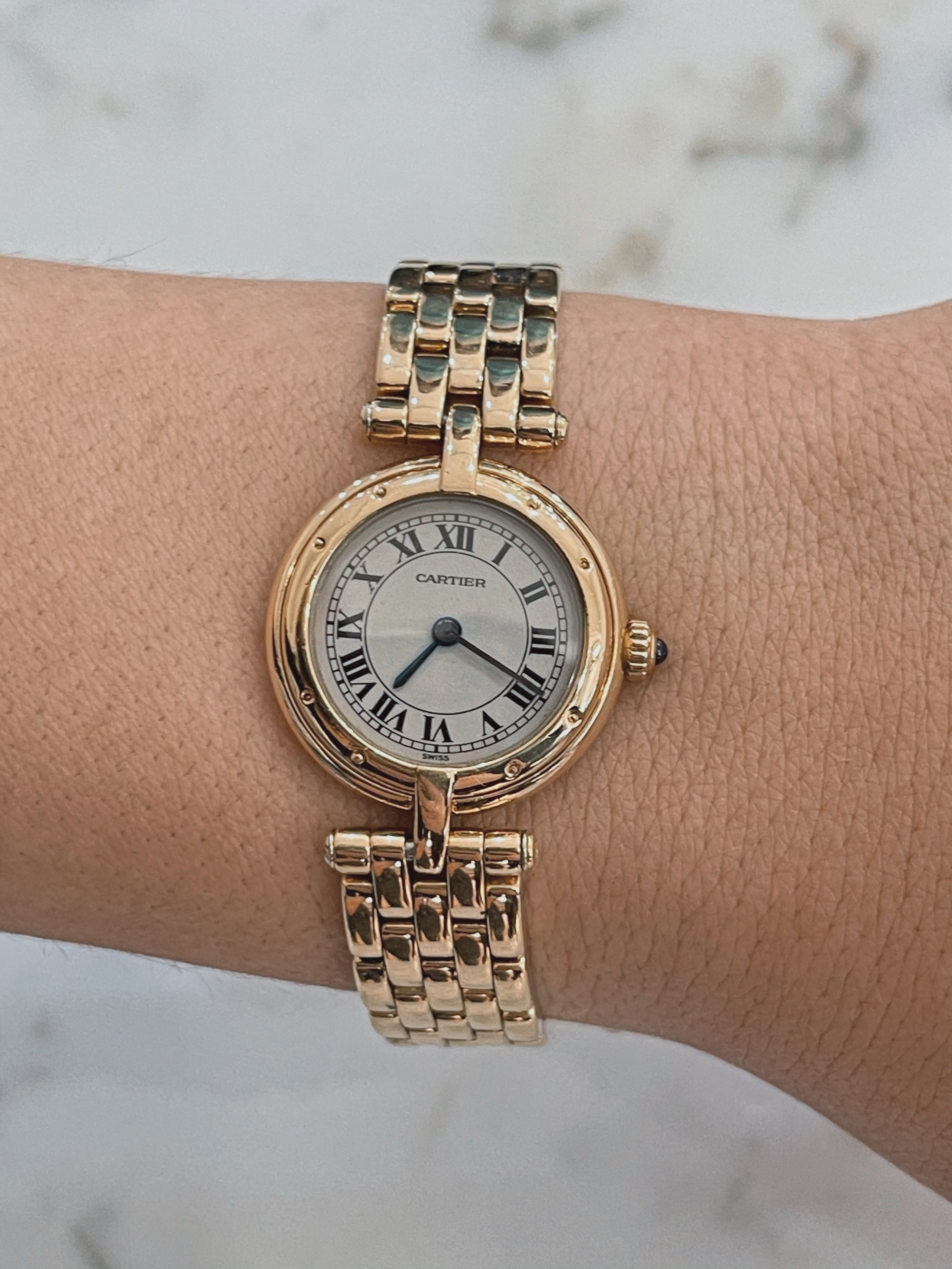 Vintage Cartier Dress Watch in 18K Yellow Gold Wachler Diamonds