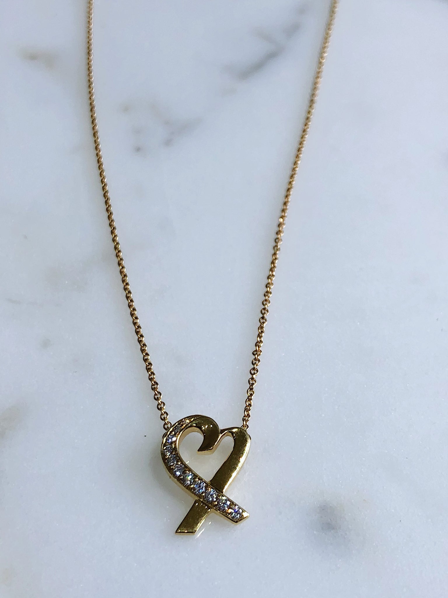 Tiffany 18K Yellow Gold Paloma Picasso Diamond Heart Pendant