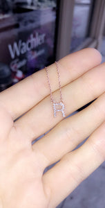 14K Gold Diamond Initial Pendant