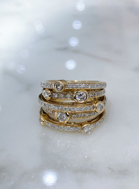5-Row Diamond Pave Ring in 18K Yellow Gold