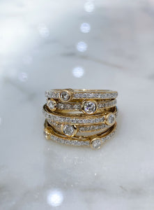 5-Row Diamond Pave Ring in 18K Yellow Gold