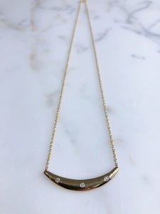 10K Yellow Gold 3-Row Curved Pendant Necklace