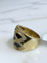 Load image into Gallery viewer, LeVian 18K Yellow Gold Cocktail Ring Set with 24 Sapphires &amp; 62 Diamonds