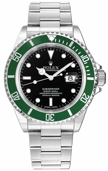 Rolex Submariner 40mm 16610 Stainless Steel Custom Green Kermit Bezel  Insert