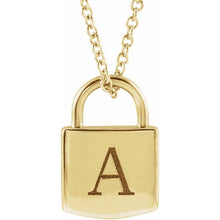 Load image into Gallery viewer, 14K Gold Engraveable Lock 16-18&quot; Necklace