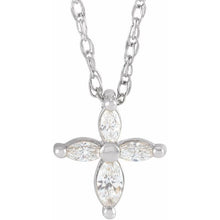 Load image into Gallery viewer, 14K Gold 1/6 CTW Diamond Marquise Cross 18&quot; Necklace
