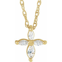 Load image into Gallery viewer, 14K Gold 1/6 CTW Diamond Marquise Cross 18&quot; Necklace