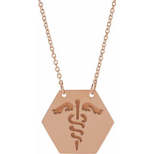 14K Gold Engraveable Medical Identification 18" Necklace