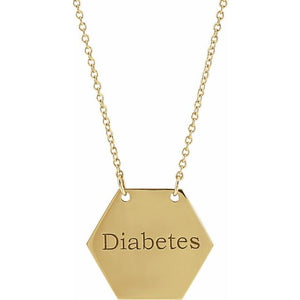 14K Gold Engraveable Medical Identification 18" Necklace