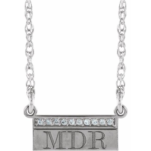 14K .05 CTW Diamond Monogram Bar Necklace