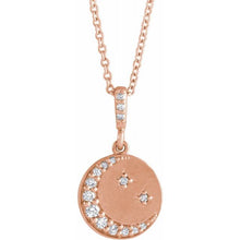 Load image into Gallery viewer, 1/10 CTW Diamond Crescent Moon Disc 16-18&quot; Necklace