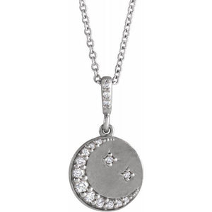 1/10 CTW Diamond Crescent Moon Disc 16-18" Necklace