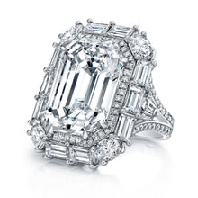 Load image into Gallery viewer, Emerald Cut Diamond Engagement Ring with Baguette Halo, Engagement Ring,  - [Wachler]