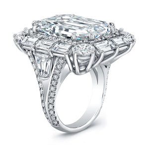 Emerald Cut Diamond Engagement Ring with Baguette Halo, Engagement Ring,  - [Wachler]