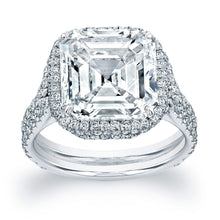 Load image into Gallery viewer, Asscher Cut Diamond Engagement Ring with Pave Halo, Engagement Ring,  - [Wachler]