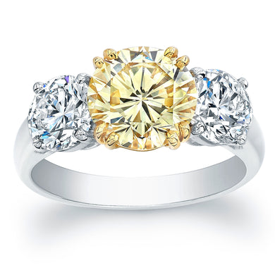 Round Fancy Yellow Diamond Engagement Ring, Engagement Ring,  - [Wachler]