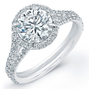 Round Diamond with Pave Halo Engagement Ring, Engagement Ring,  - [Wachler]