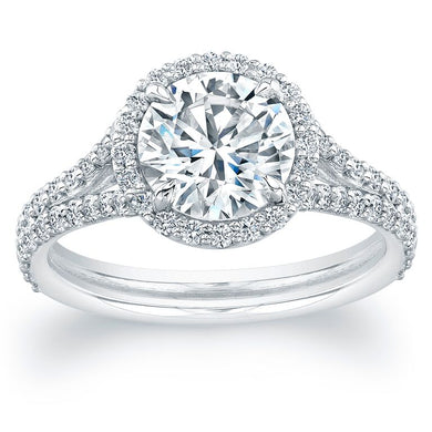 Round Diamond with Pave Halo Engagement Ring, Engagement Ring,  - [Wachler]