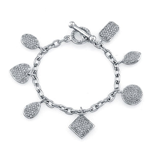 Mixed Shapes Pave Diamond Charm Bracelet, Bracelet,  - [Wachler]