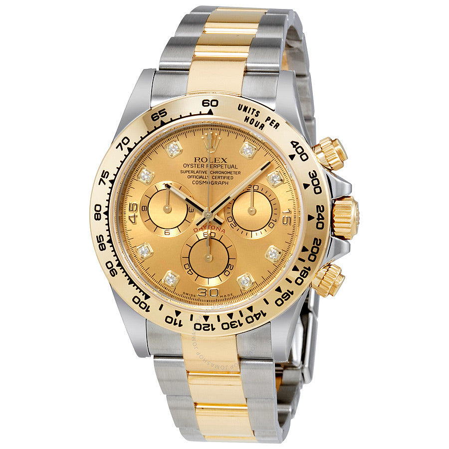 Rolex Cosmograph Daytona Champagne Diamond Dial Steel and 18K Yellow Gold Men's Watch