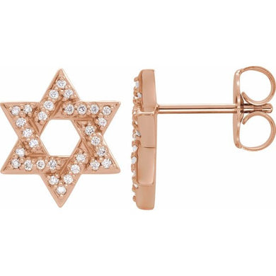 14K 1/8 CTW Diamond Star of David Earrings