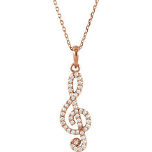 Load image into Gallery viewer, 14K Gold 1/4CTW Diamond Petite Treble Clef 16&quot; Necklace