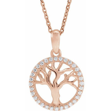 14K Gold 1/5 CTW Diamond Tree of Life 16-18