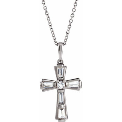 3/8 CTW Diamond Baguette Cross 16-18