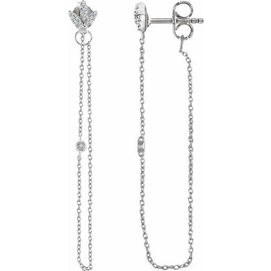 14K White Gold .08 CTW Diamond Chain Earrings